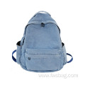 2022 Simple Leisure Style Jean Backpack Wear Resistant Denim College School Student Bag